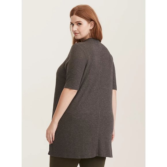 Torrid Gray Charcoal Mock Neck Ribbed Tunic Size 2 - Picture 3 of 8